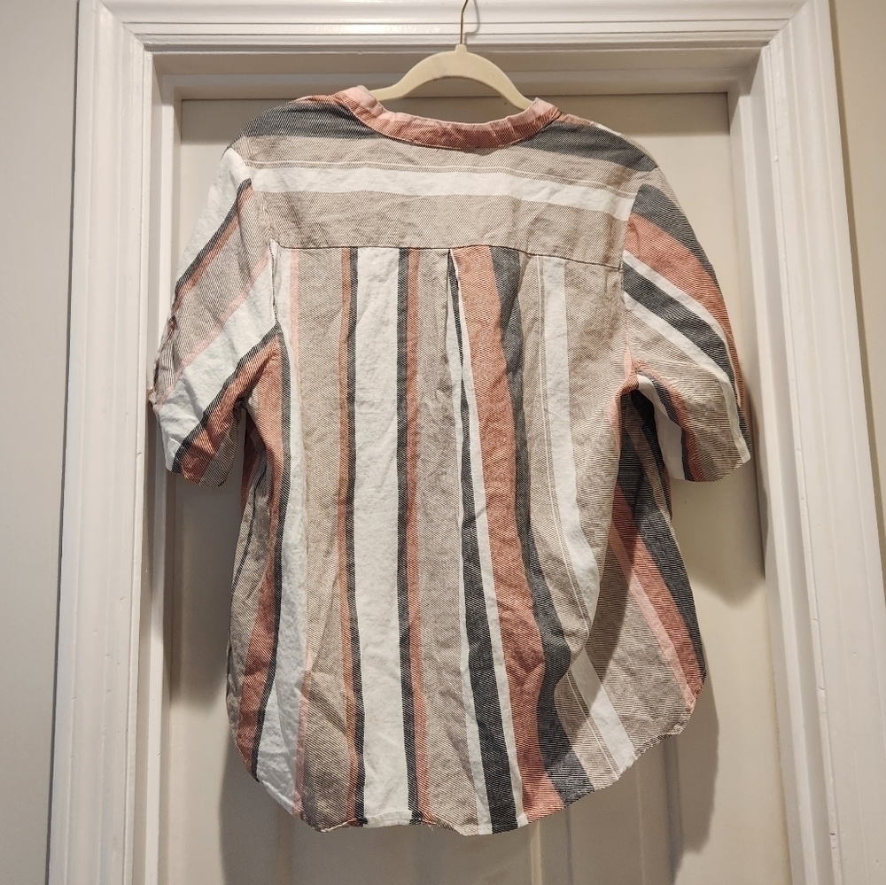 Tahari linen blend striped pop over Women's size 1X - Picture 4 of 9